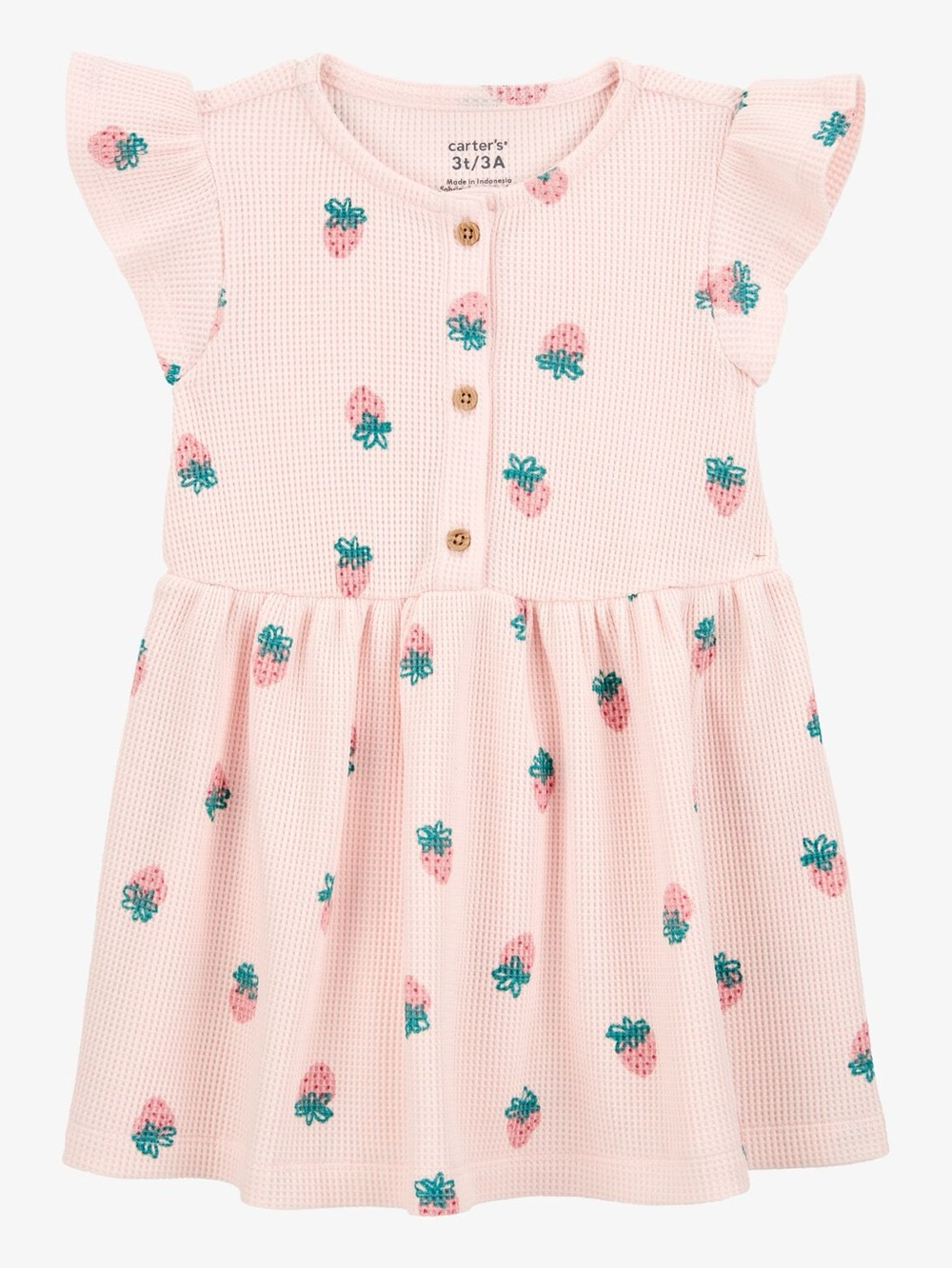 Carter's Light Pink Strawberry Waffle-Knit Dress